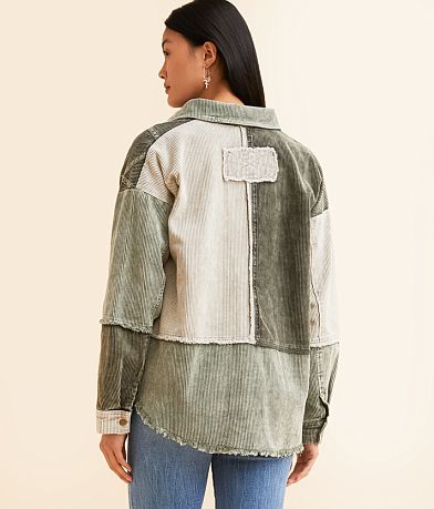 BKE Pieced Corduroy Shacket BACK