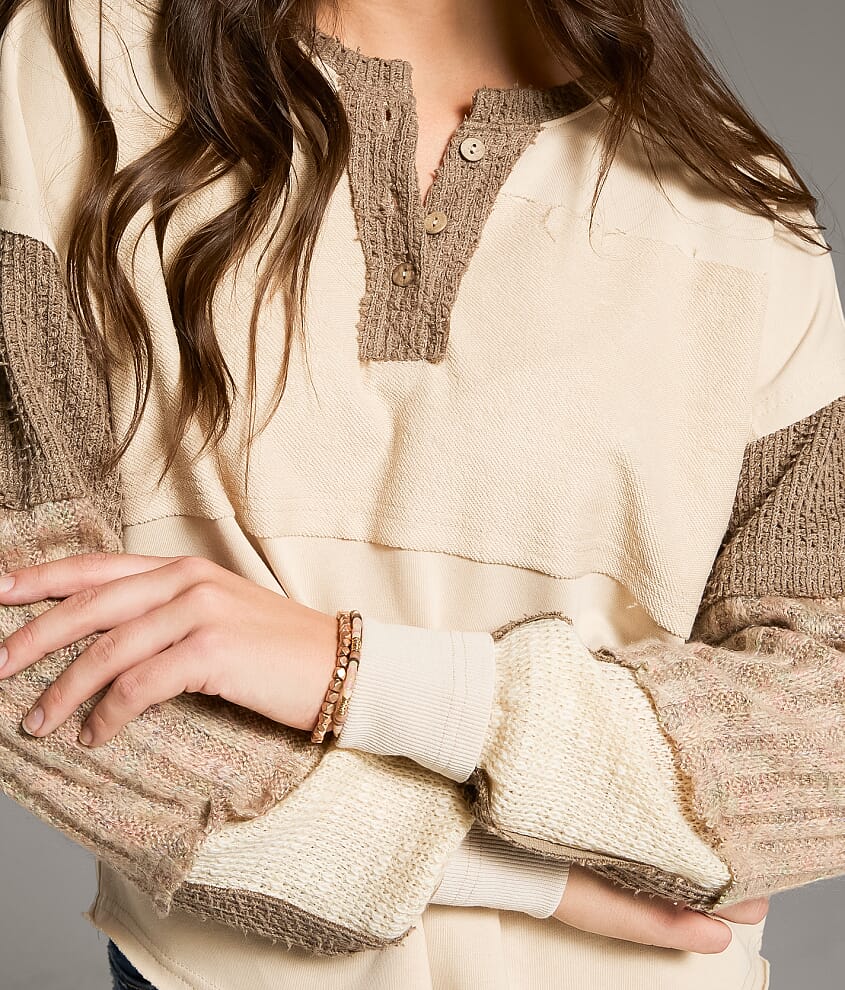 Pieced Henley Top - thumbnail 4