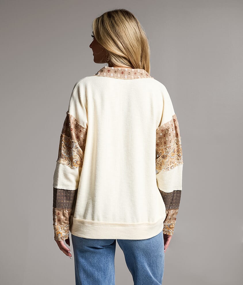 Mixed Print Collared Top - thumbnail 3