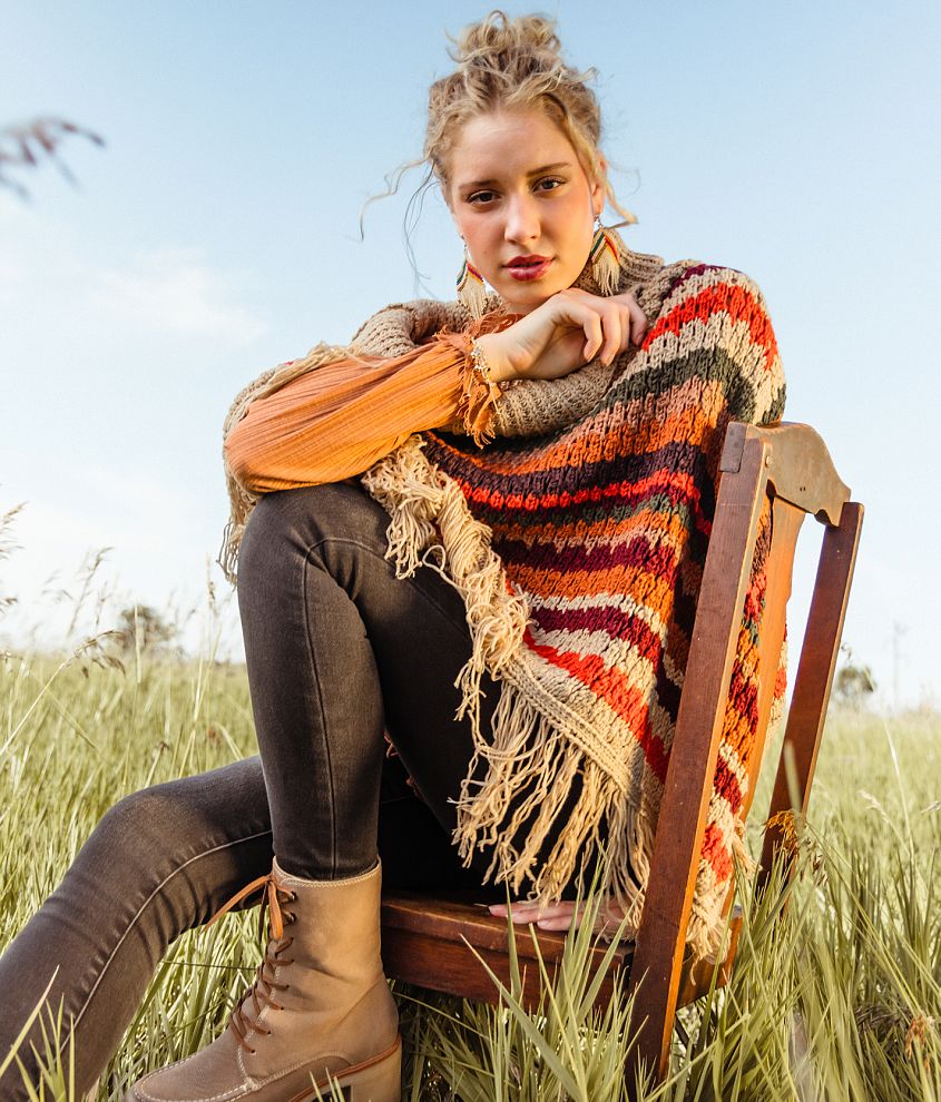 Striped poncho outlet sweater