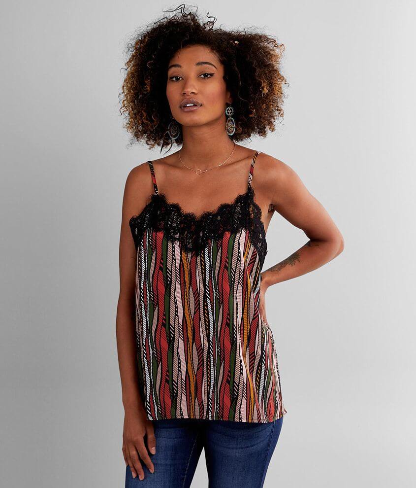 Willow &#38; Root Striped Chiffon Tank Top front view