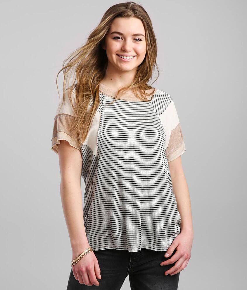BKE Pieced Dolman Striped T-Shirt front view
