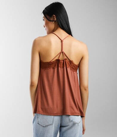 Daytrip Floral Lace Trim Tank Top BACK