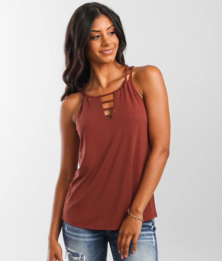 red by BKE Strappy Tank Top front view