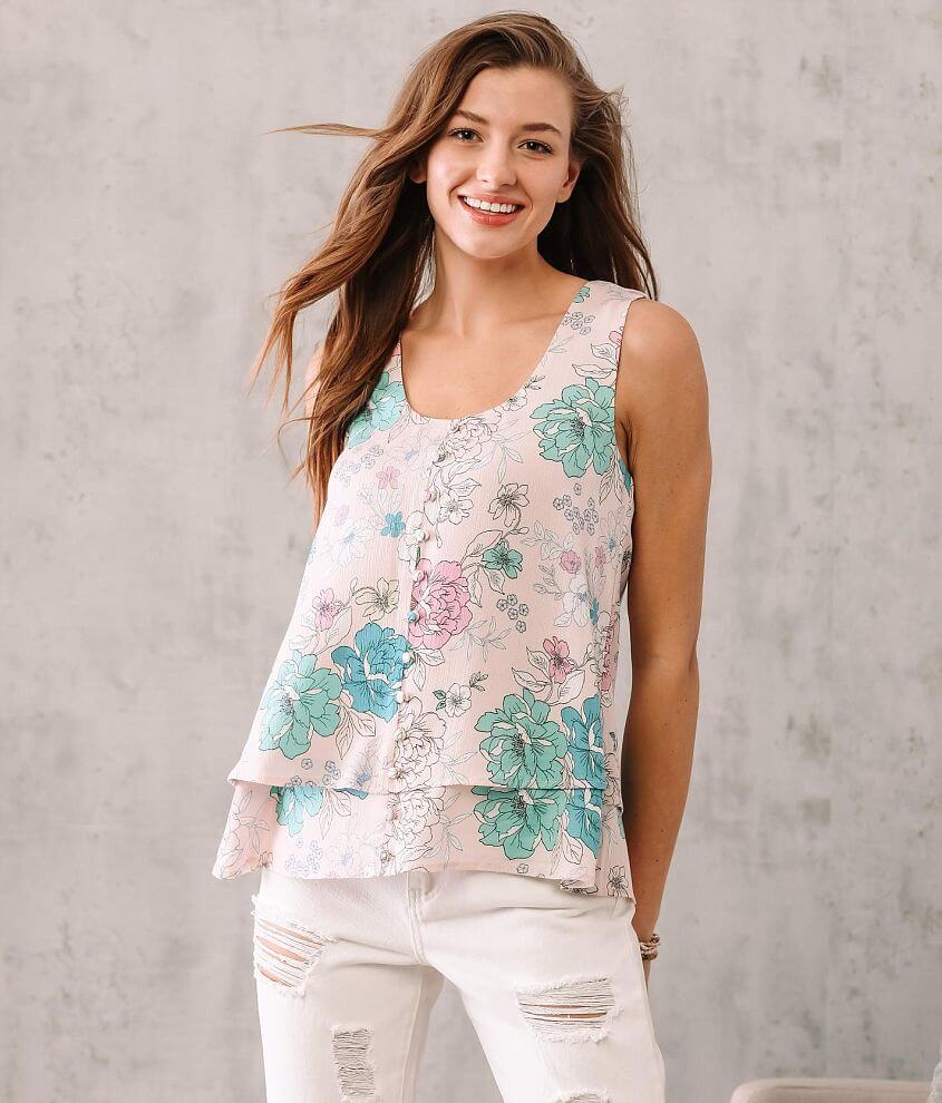 Daytrip Floral Print Chiffon Tank Top