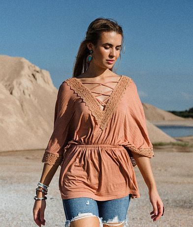 Sterling & Stitch Strappy Crochet Top front view