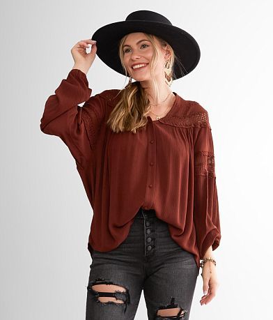 Gimmicks Crinkle Woven Top FULL_LEFT_SIDE