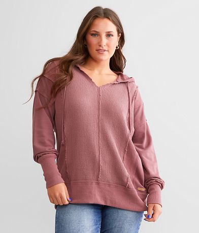 BKE Pieced Waffle Knit Hoodie front view