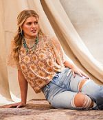 Gimmicks Floral Print Crochet Top - Women's Shirts & Blouses