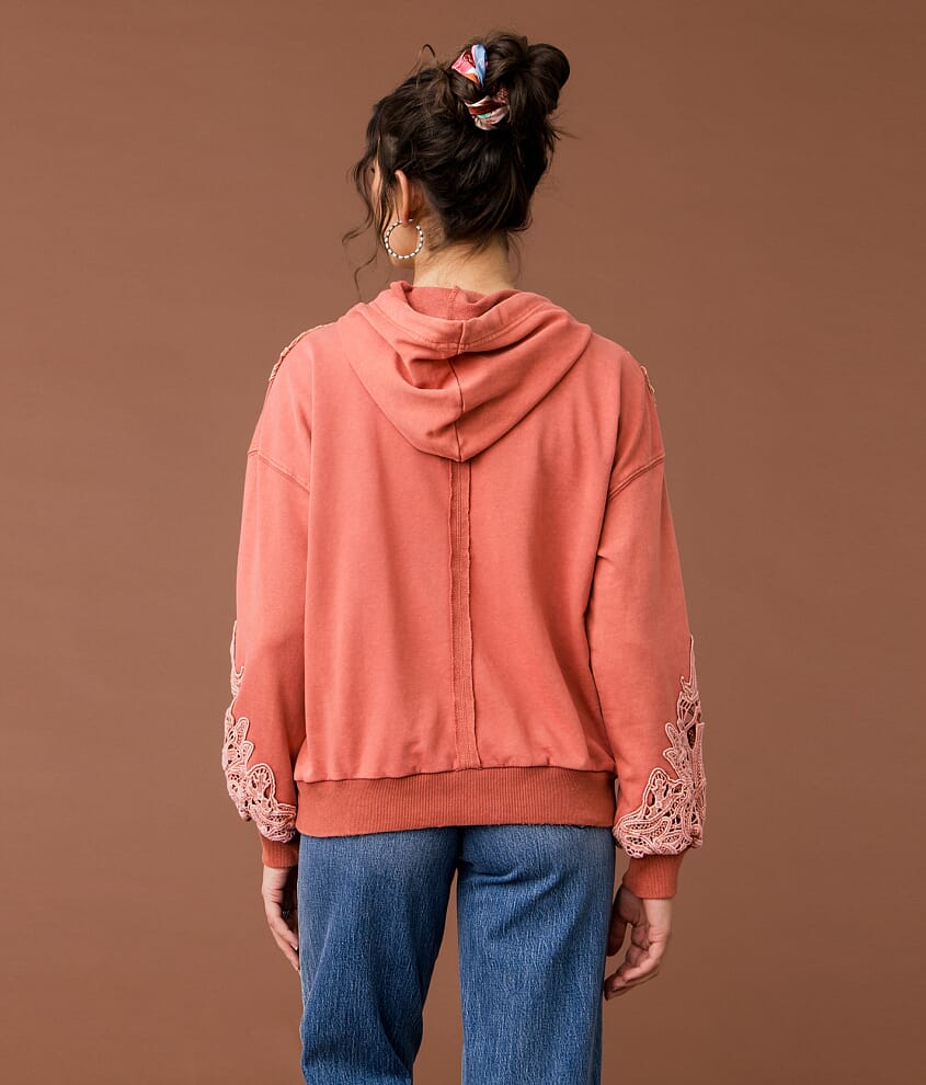 Crochet Applique Hooded Sweatshirt - thumbnail 4