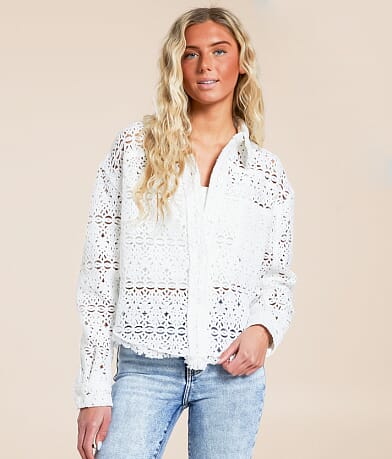 Oli & Hali Crochet Shacket front view