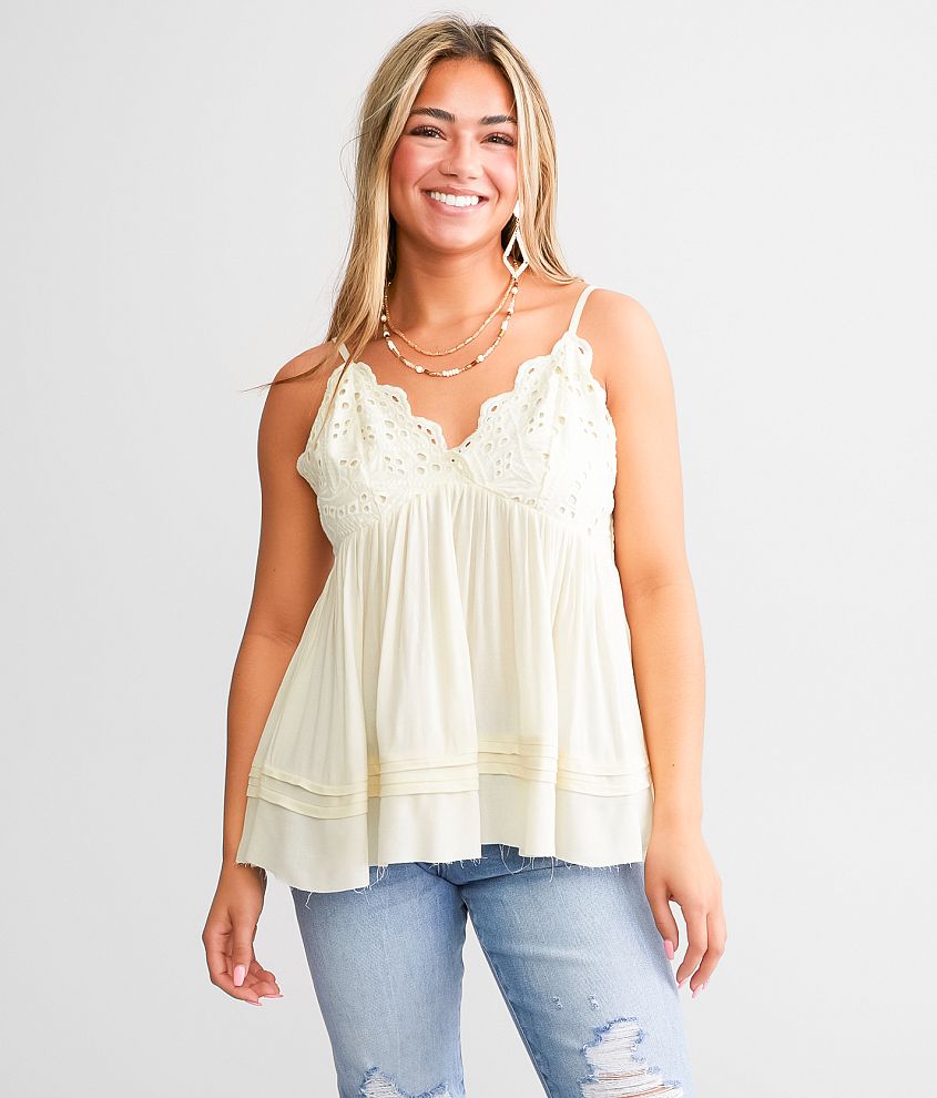 Oli & Hali Flowy Eyelet Tank Top - Women's Tank Tops in Cream