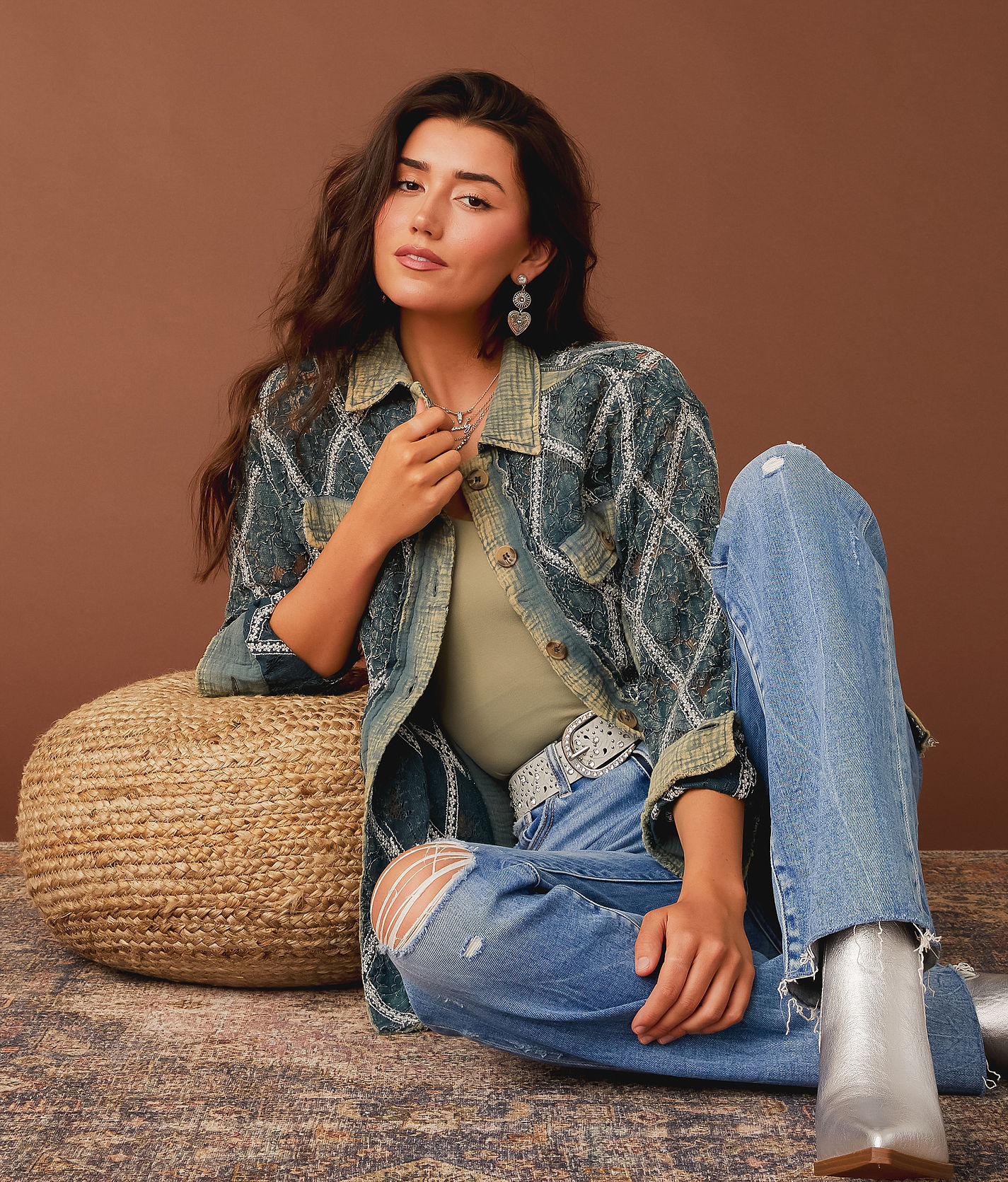 Gimmicks Washed Lace Shacket - Women's Coats & Jackets in Washed