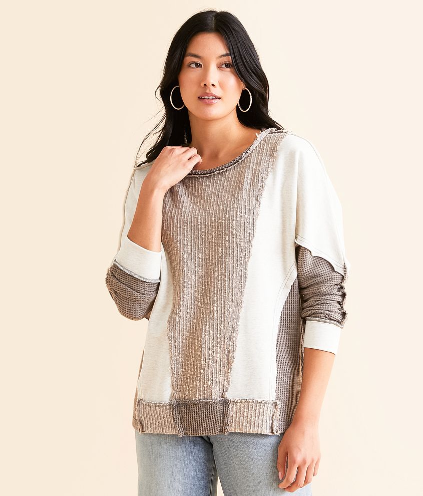 BKE Pieced Dolman Pullover front view