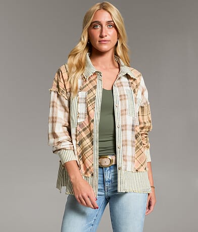 BKE Mixed Plaid Shirt front view