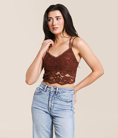 Willow & Root Flocked Floral Lace Bralette front view