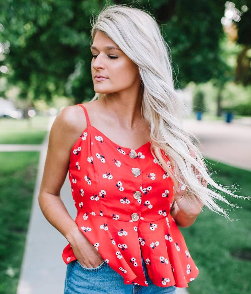 Image of Willow & Root Floral Peplum Tank Top