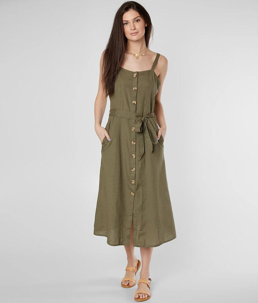 linen button down dress