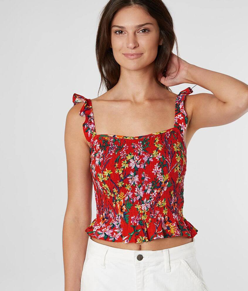 Daytrip Smocked Floral Tank Top - Women's Tank Tops in Coral Multi