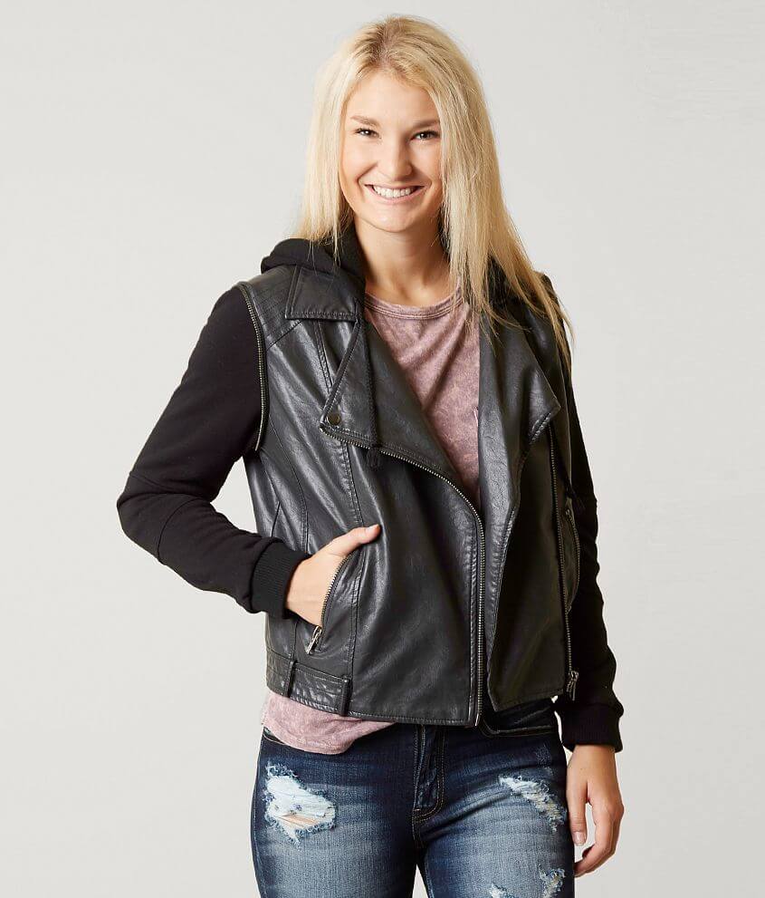 BKE Faux Leather Jacket front view