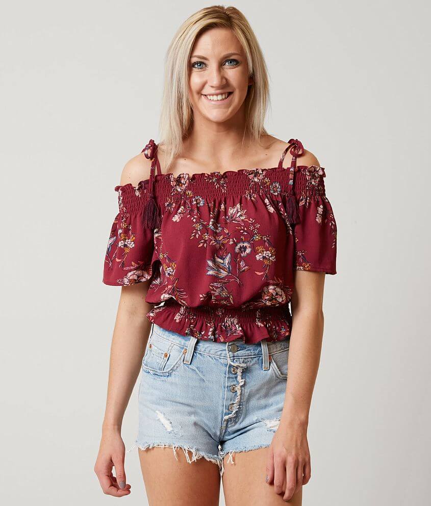 Daytrip Cold Shoulder Cropped Top front view
