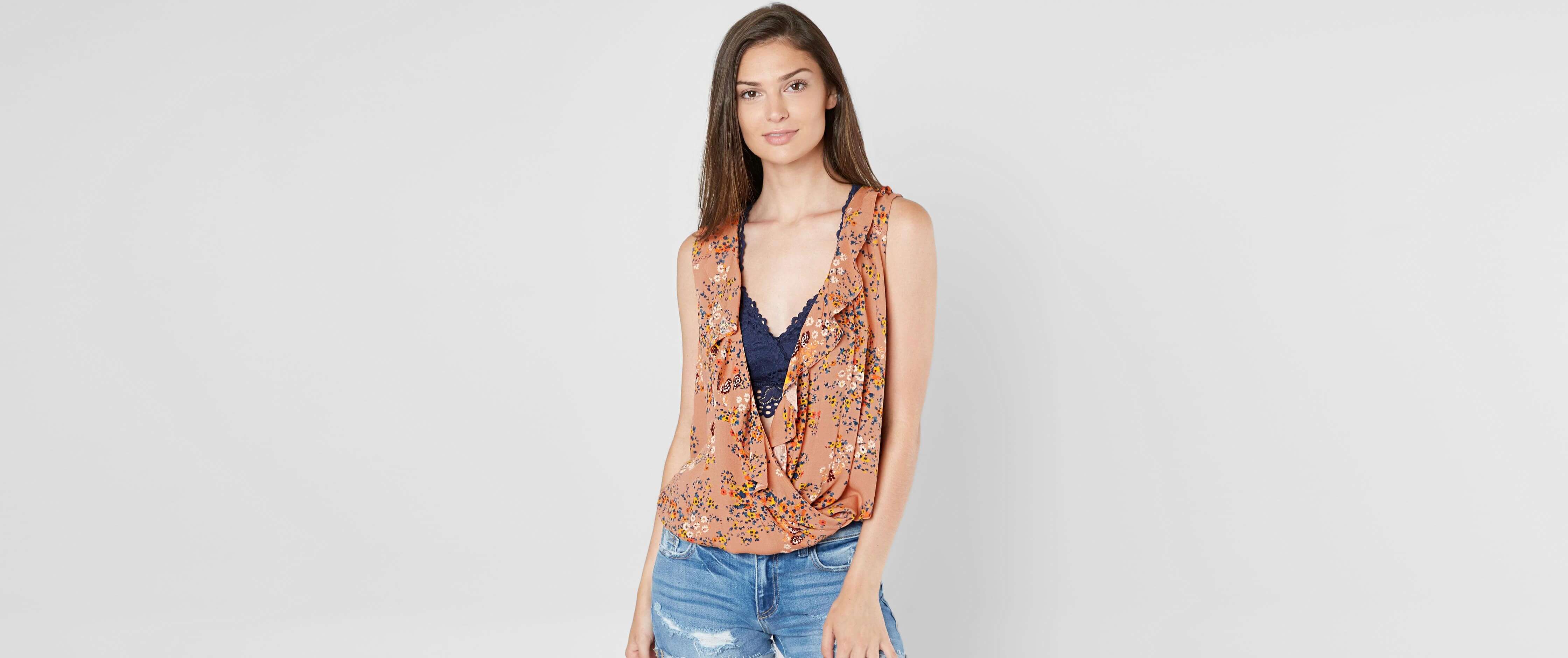 Jolt Ruffle Surplice Tank Top