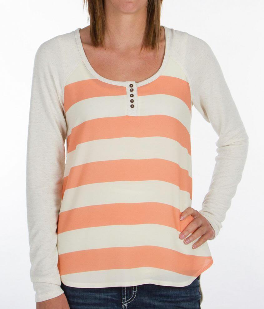 Jolt Striped Henley Top front view