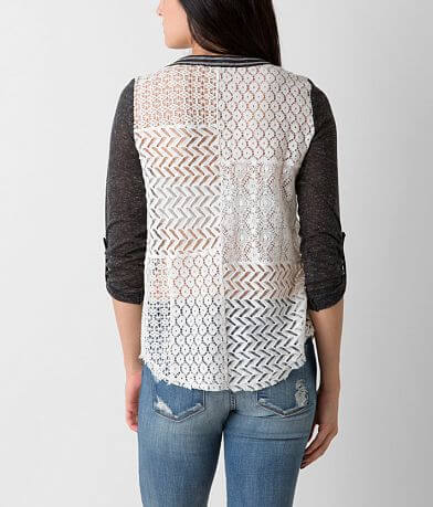 Jolt Pieced Henley Top back view