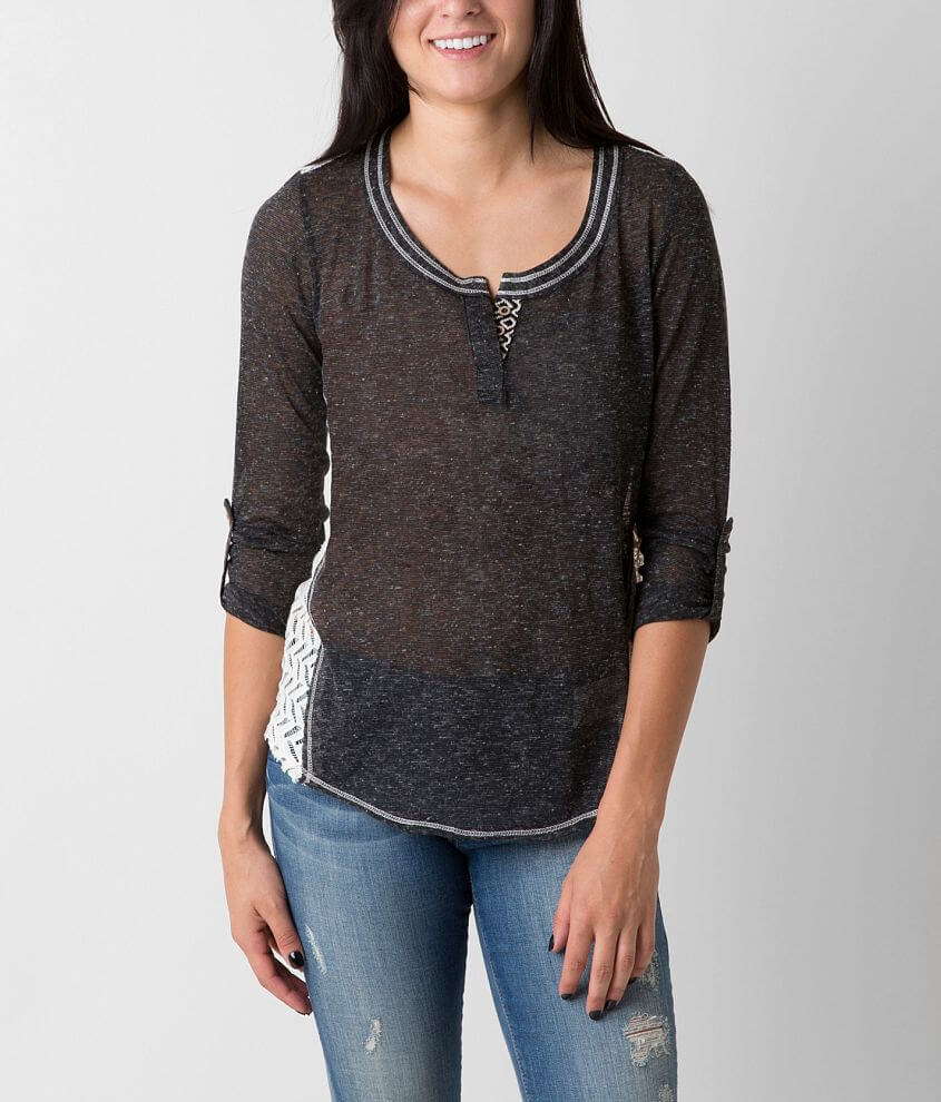 Jolt Pieced Henley Top front view