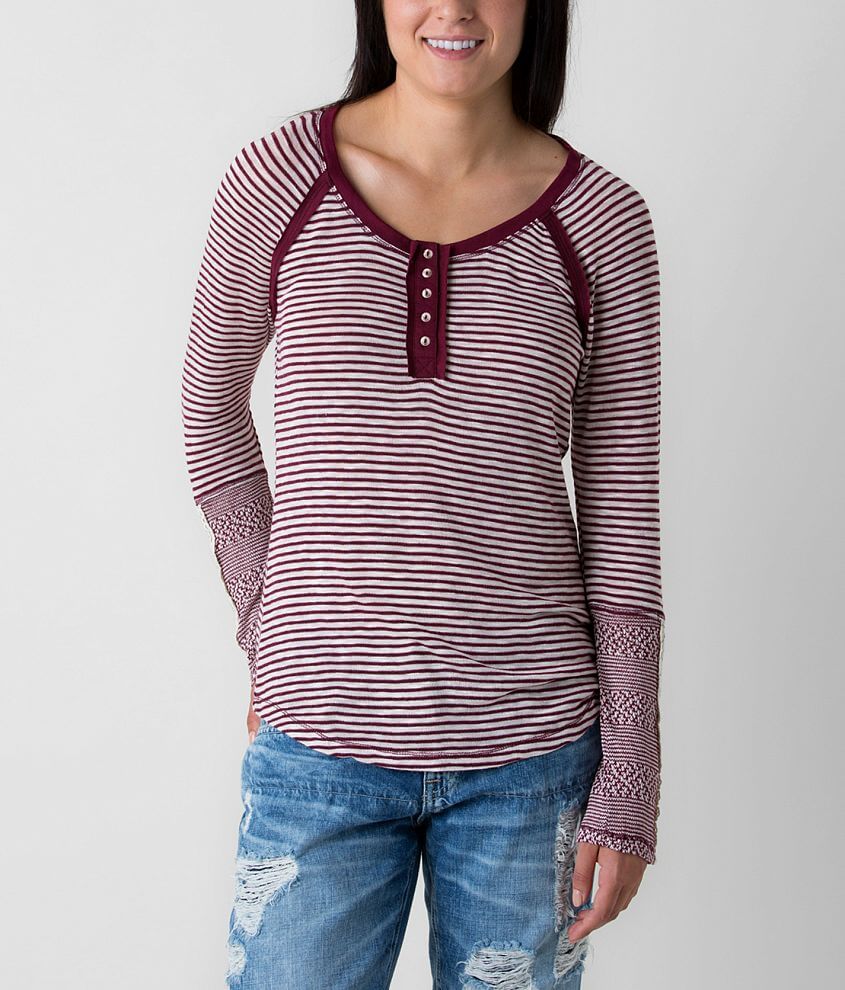 Jolt Striped Henley Top front view