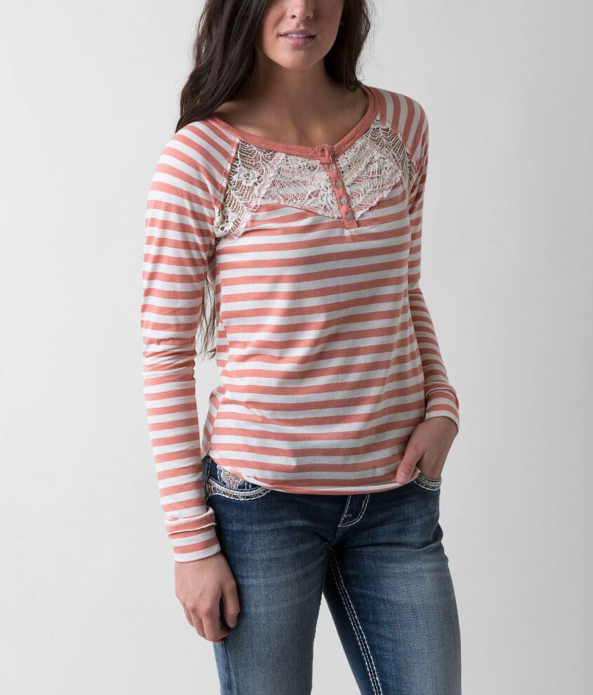 Jolt Striped Henley Top front view