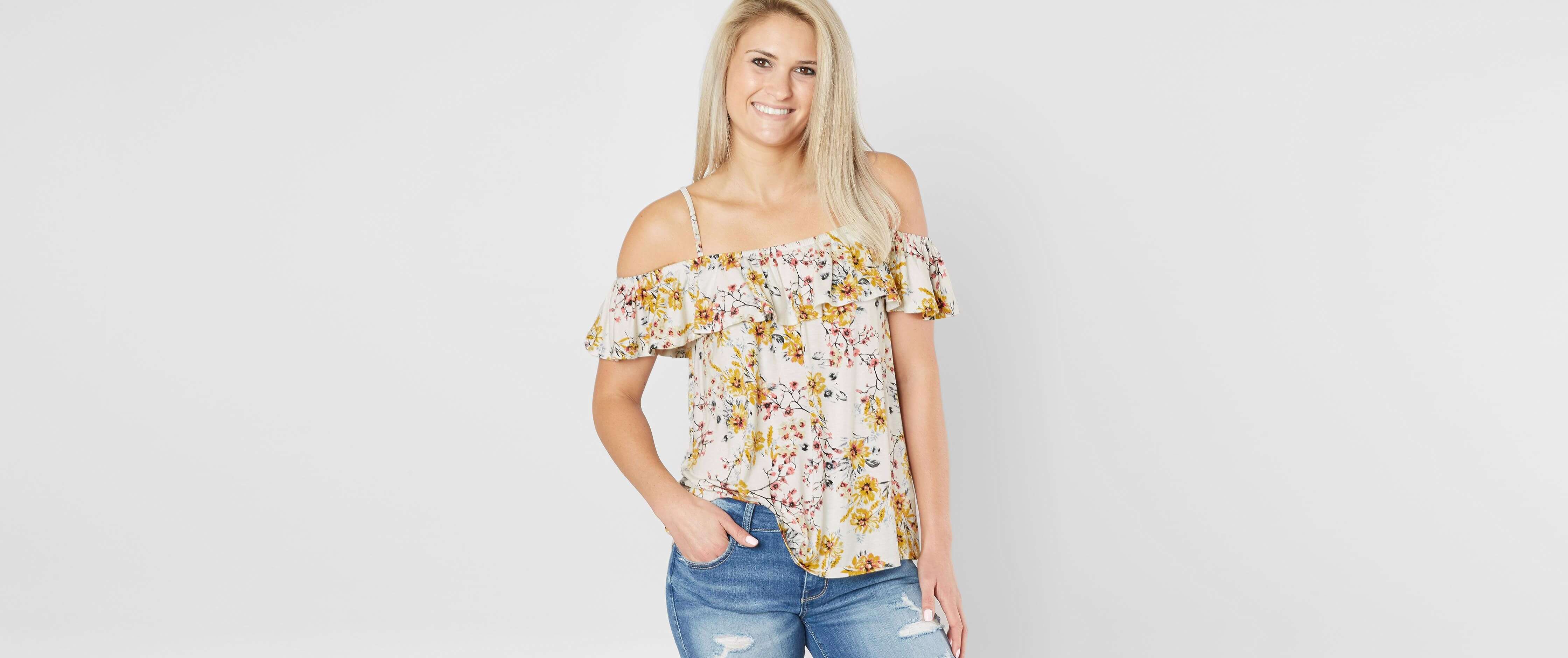 Image of Jolt Floral Cold Shoulder Top