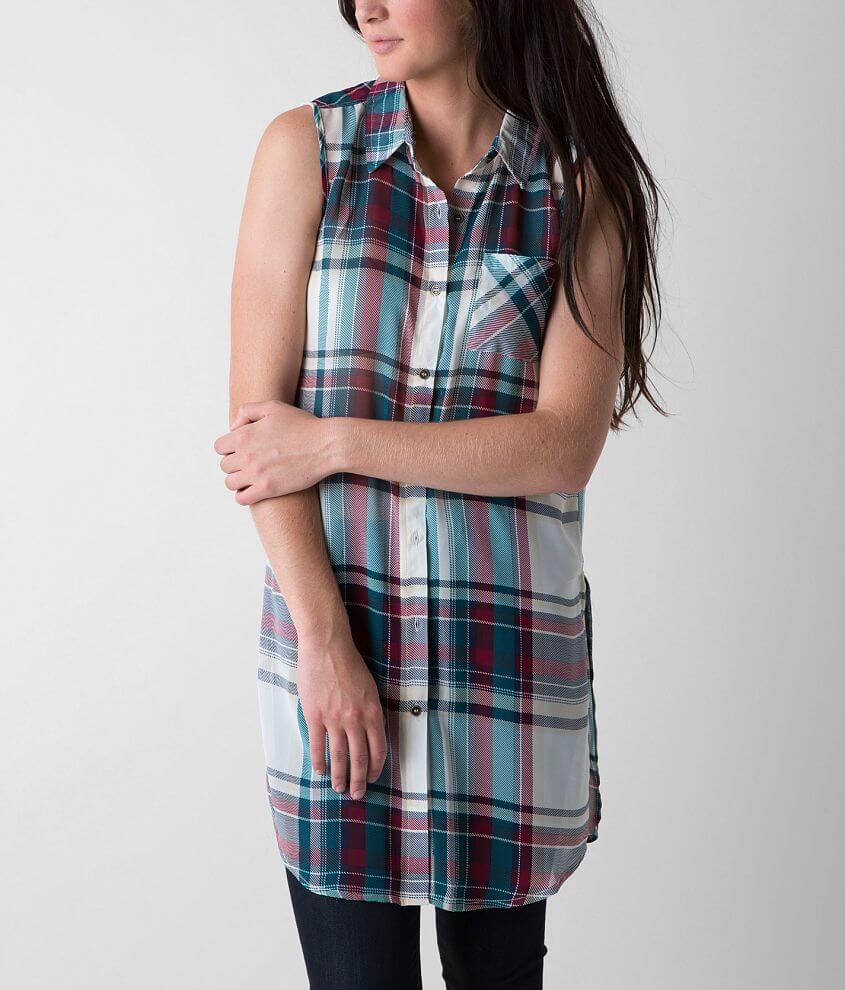 Jolt Plaid Tunic Shirt front view