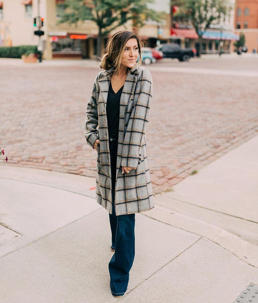 Plaid store pea coat