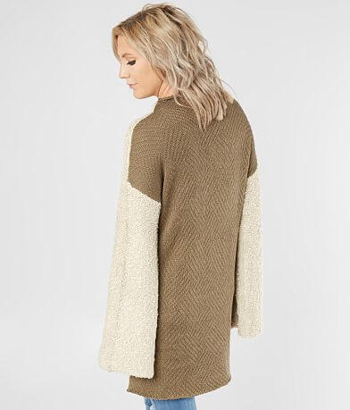 mystree Mock Neck High Low Hem Sweater BACK