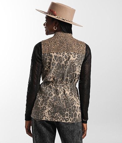 mystree Washed Leopard Print Vest BACK