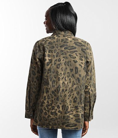 mystree Washed Animal Print Jacket back view