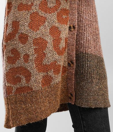 mystree Patchwork Leopard Cardigan Sweater misc detail 1 view