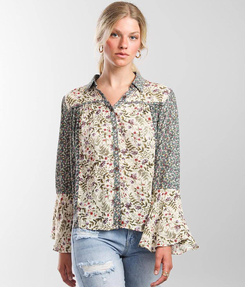 mystree Mixed Floral Woven Blouse front view