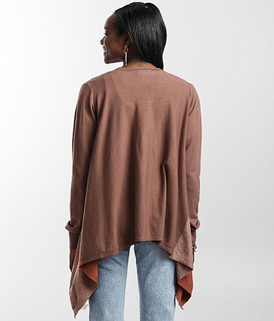 mystree Color Block Cardigan Sweater BACK