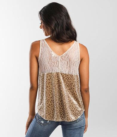 mystree Animal Print Velvet Tank Top BACK
