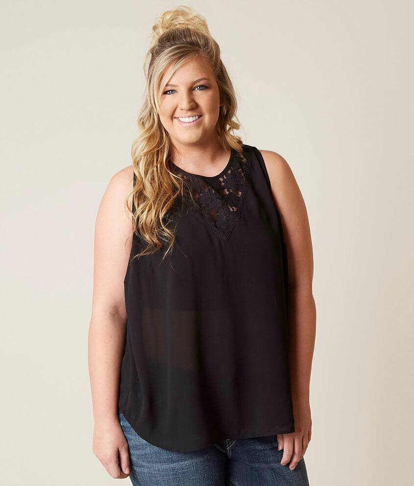 Daytrip Georgette Tank Top - Plus Size Only front view