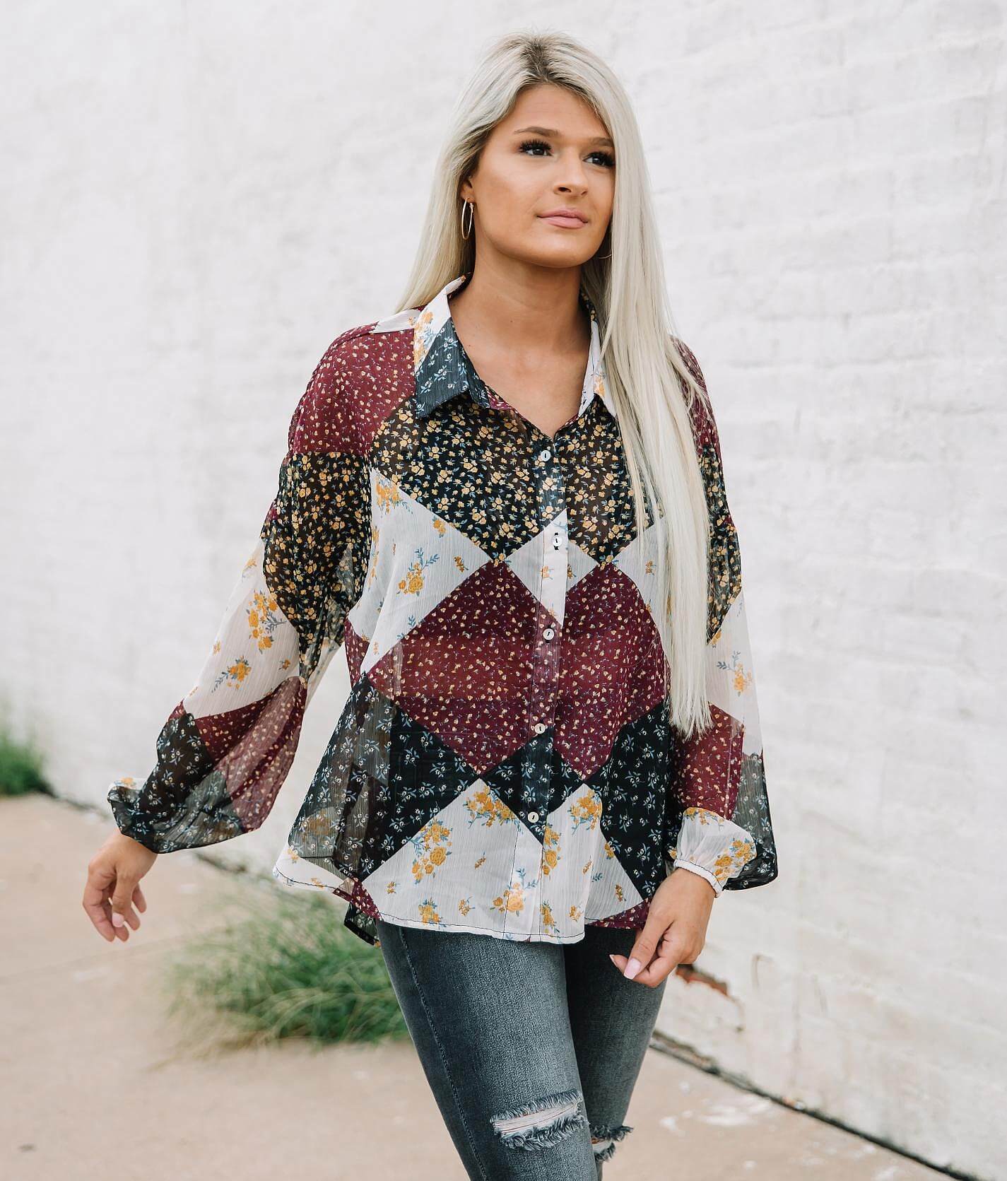 sheer checkered top