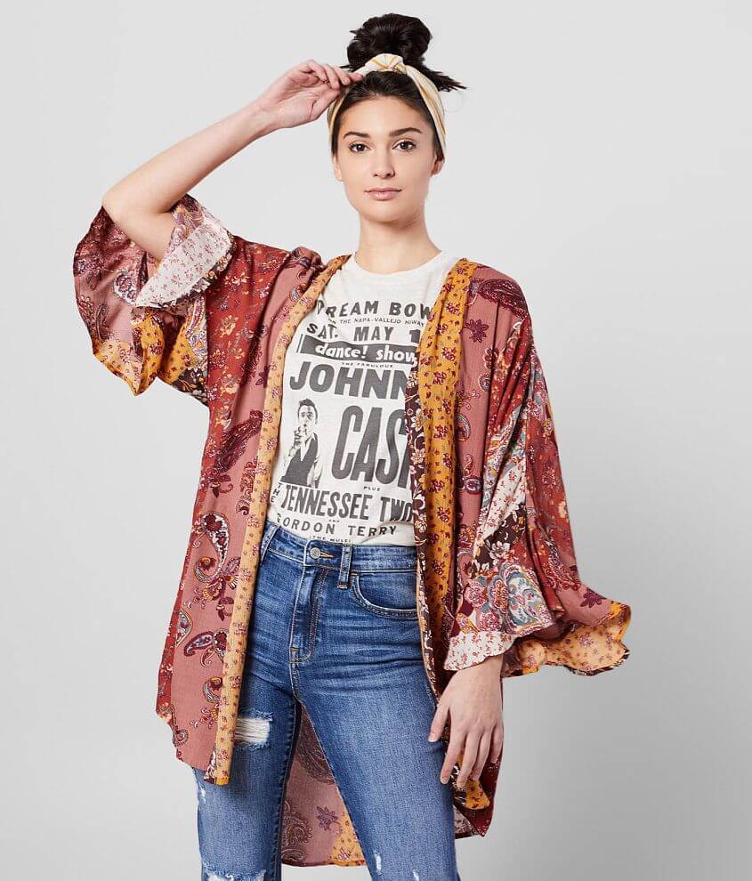 Daytrip Mixed Floral Paisley Print Kimono Women's Kimonos in Multi