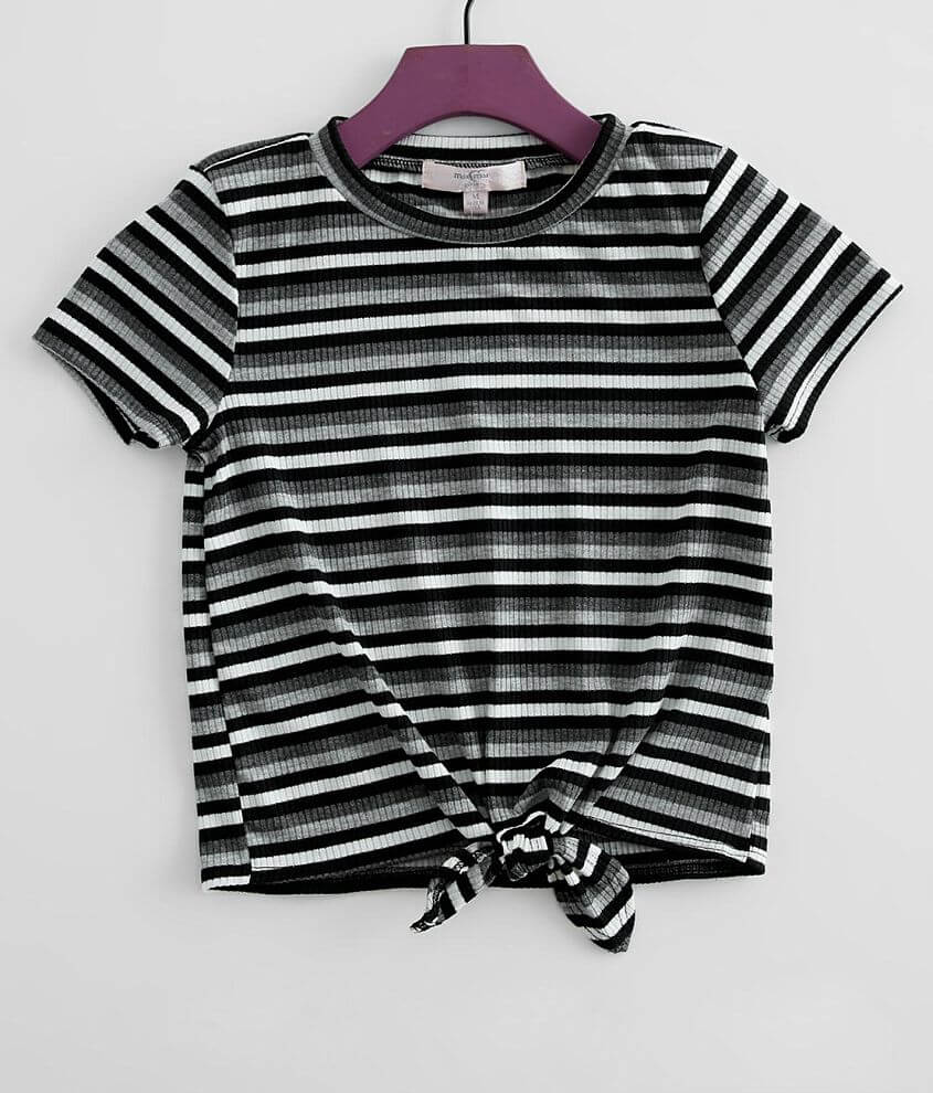 Girls - Moa Moa Striped Front Tie Top front view