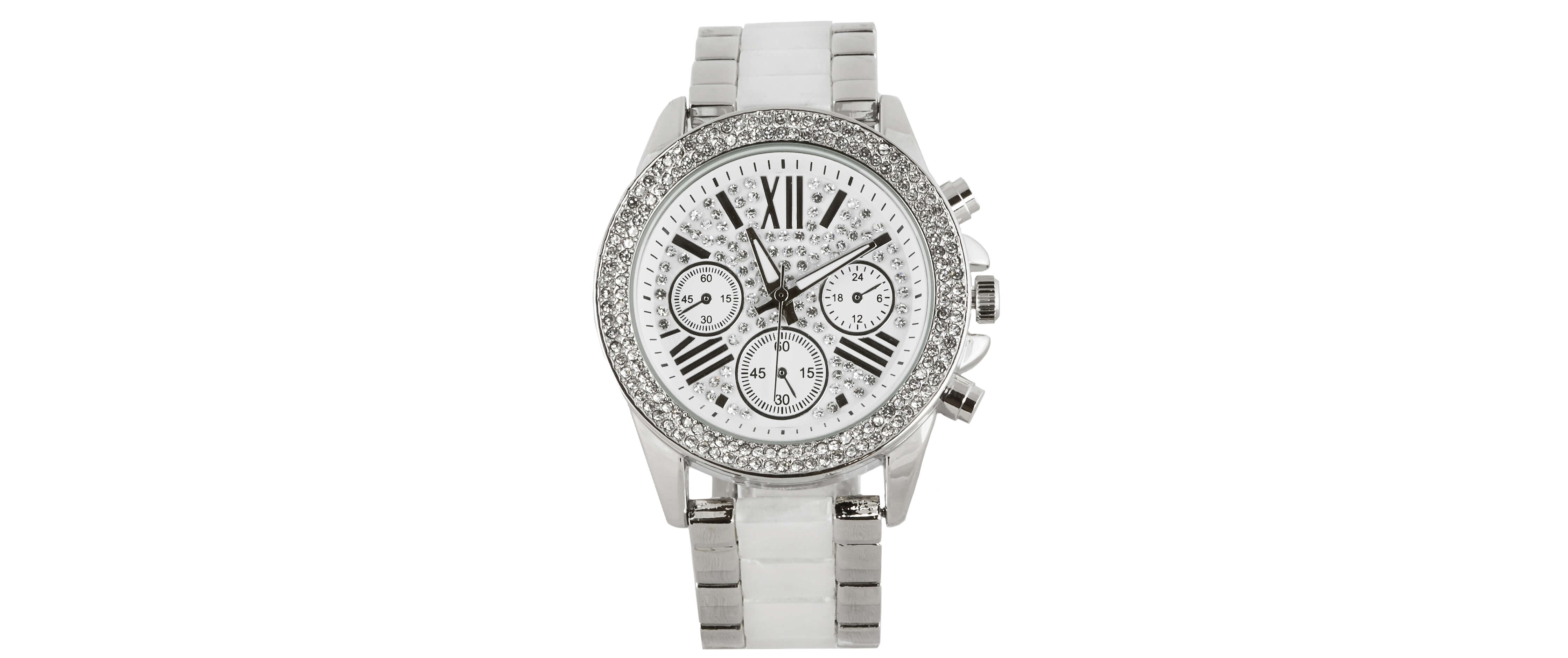 BKE Rhinestone Watch - Clothing in Silver Pearl | Buckle