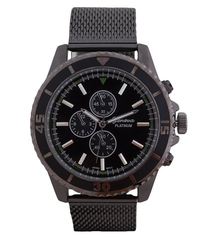 Geneva Platinum Black Watches for Men