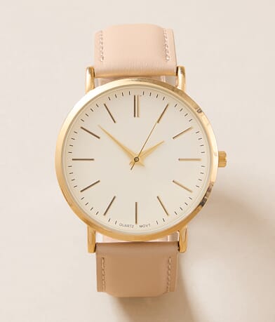 A.N. Enterprises Circle Leather Watch front view