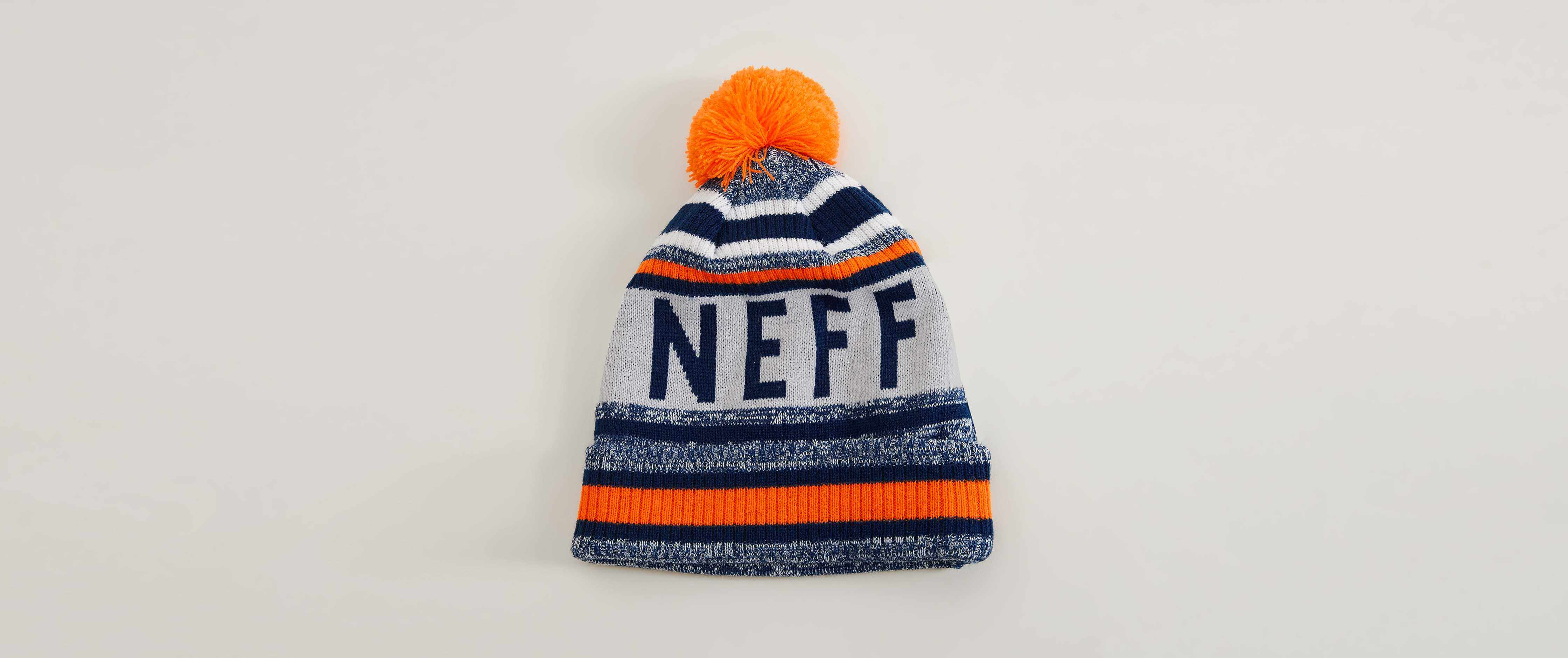 Neff Champion Beanie Clothing in Navy Orange Buckle