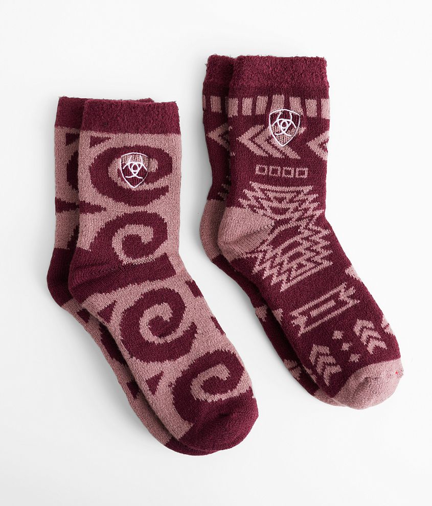 Ariat 2 Pack Cozy Aloe Socks - Women's Socks in Windsor Wine